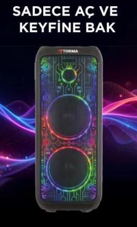 Torima D64 Siyah RGB Ledli Dahili Mikrofon Kumandalı Bluetooth Hoparlör Speaker kablosuz  mıkrofon  - 3